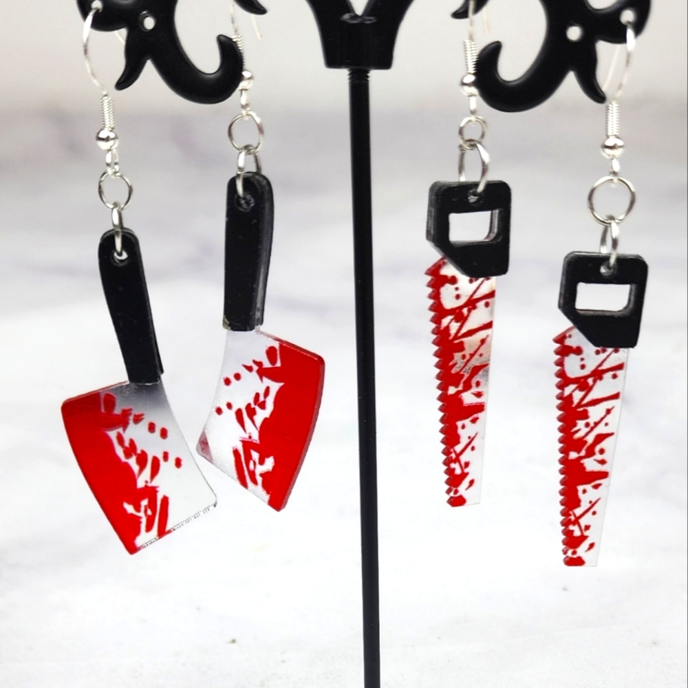 🔪 Halloween horror knife saw dangles set